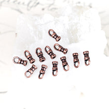 Load image into Gallery viewer, 1.5mm Antique Copper Crimp End with Loop for Leather - 12pcs
