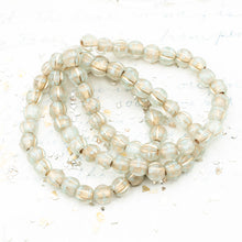 Load image into Gallery viewer, 6mm Transparent Glass and Mint with Gold Wash Large Hole Melon Beads
