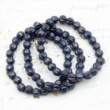Load image into Gallery viewer, 6mm Violet with Gold Luster and Bronze Wash Large Hole Melon Beads

