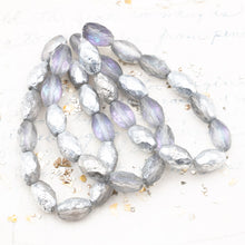 Load image into Gallery viewer, 12x8mm Etched Transparent Glass with Silver Finish Faceted Oval Czech Beads
