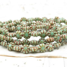 Load image into Gallery viewer, 9mm Cactus Flower Artichoke Cactus Flower Czech Bead Strand
