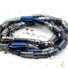 Load image into Gallery viewer, 9x4mm Galaxy Mixed Bugle Bead Strand
