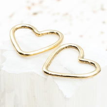 Load image into Gallery viewer, 24mm Antique Gold Open Heart Hoop Charm Pair
