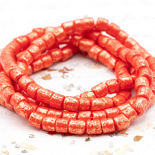 Load image into Gallery viewer, 6/0 Aged Red with Gold Wash Bugle Bead Strand
