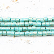 Load image into Gallery viewer, 6/0 Gold Dusted Green Turquoise Bugle Bead Strand
