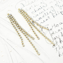Load image into Gallery viewer, Gold Cup Chain Rhinestone Fringe Pair
