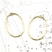 Load image into Gallery viewer, 30mm Gold Plated Oval Textured Hoop Pair

