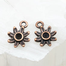 Load image into Gallery viewer, 14mm Antique Copper Daisy Tiny Bezel Charm Pair

