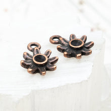 Load image into Gallery viewer, 14mm Antique Copper Daisy Tiny Bezel Charm Pair
