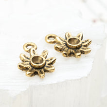 Load image into Gallery viewer, 14mm Antique Gold Daisy Tiny Bezel Charm Pair
