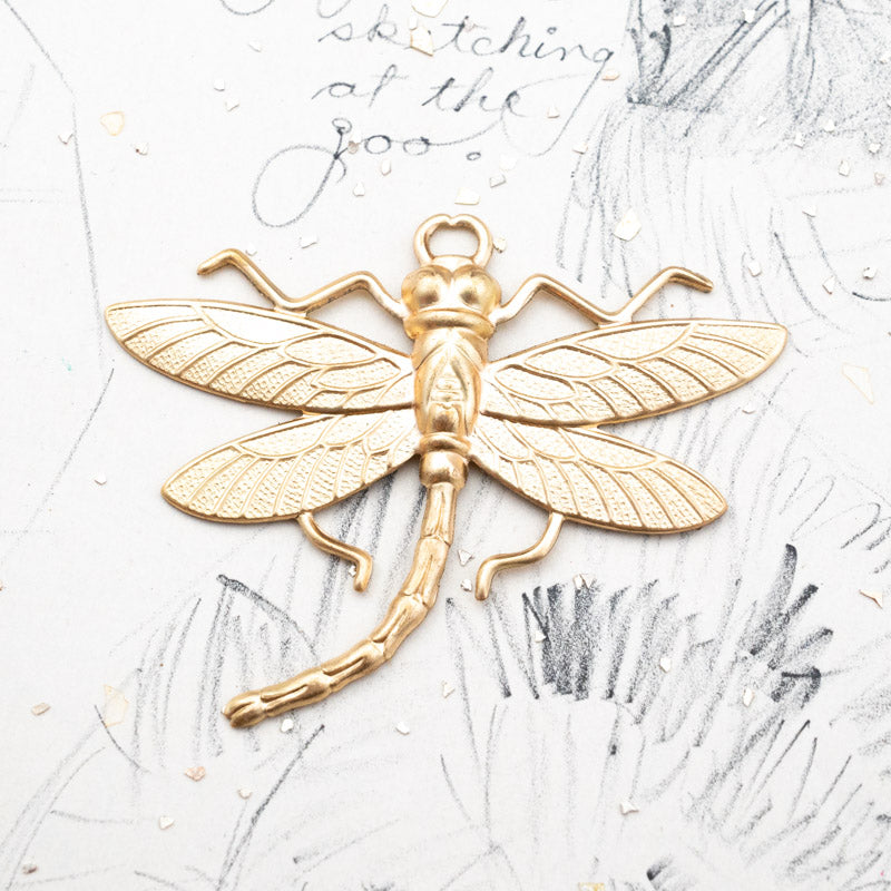 Large Dragonfly Solid Brass Pendant