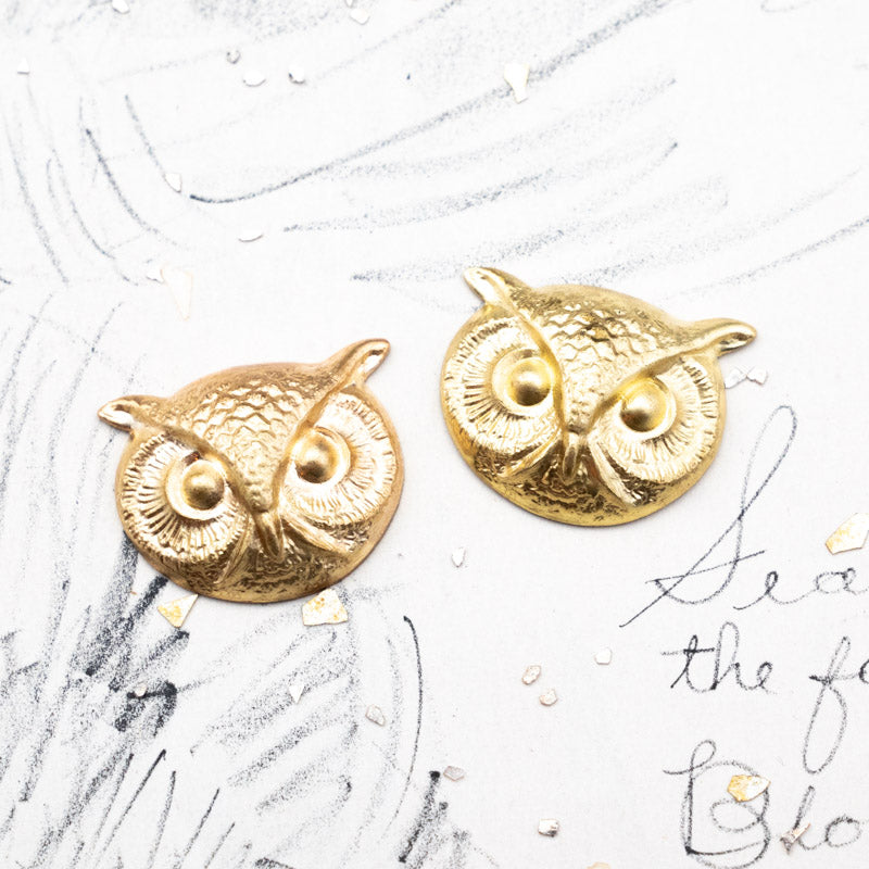 Owl Head Solid Brass Pair -No Holes