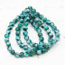 Load image into Gallery viewer, 6mm Sky Blue and Blue Green Large Hole Melon Bead Strand

