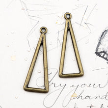 Load image into Gallery viewer, Antique Brass Triangle Charm Pair

