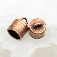 Load image into Gallery viewer, Antique Copper Cord End Cap Pair

