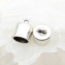 Load image into Gallery viewer, Antique Silver Cord End Cap Pair
