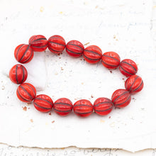 Load image into Gallery viewer, 12mm Ladybug with a Brown Wash Melon Bead Strand
