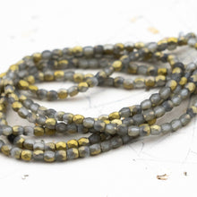 Load image into Gallery viewer, 3mm Etched Grey with an AB Finish Faceted Round Fire-Polished Bead Strand
