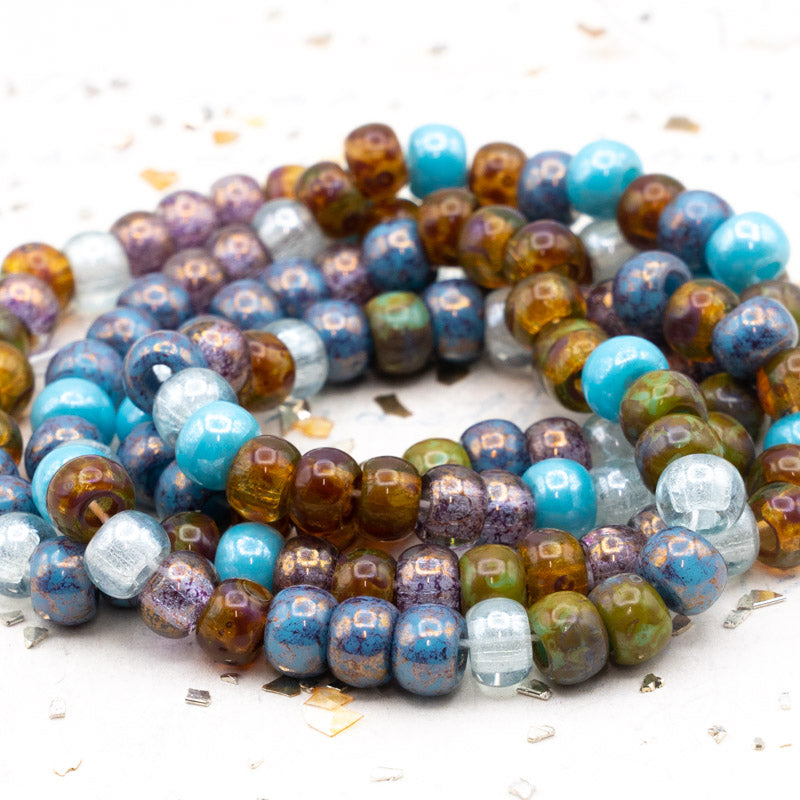 2/0 Aged Blue Skies Mixed Seed Bead Strand