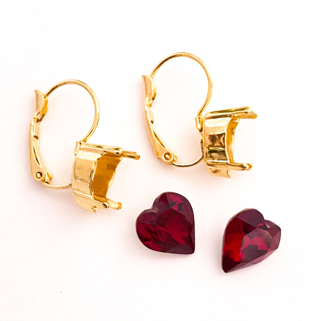 Red Rose Heart Sparkle Earring Kit