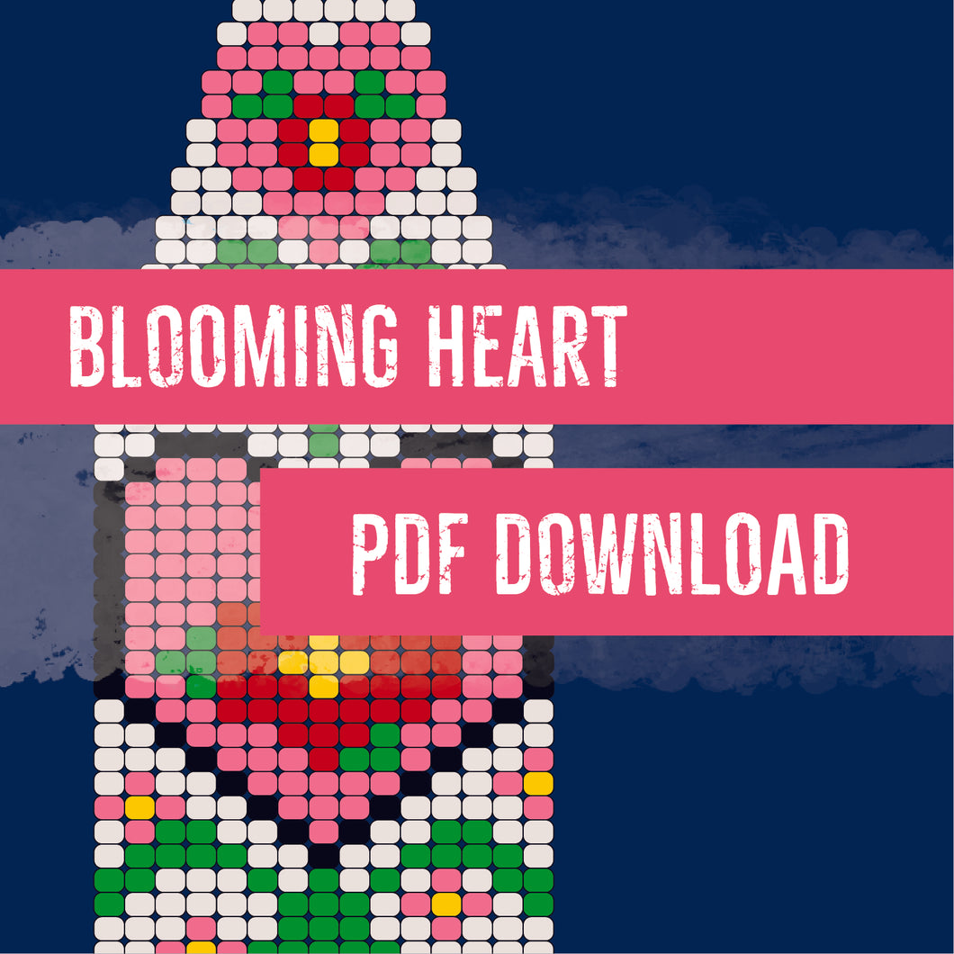 Blooming Heart Brick Stitch Pattern - Digital PDF