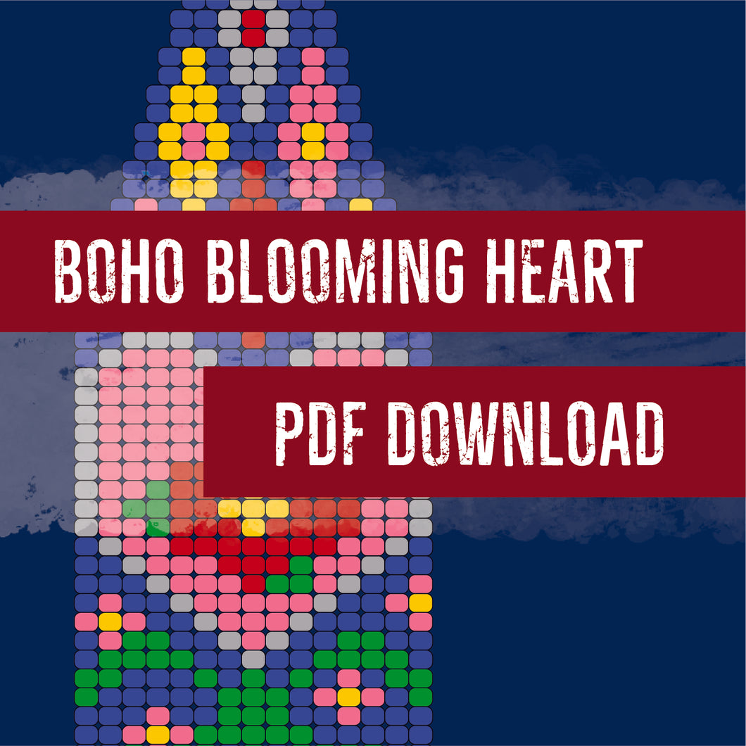 Boho Blooming Heart Brick Stitch Pattern - Digital PDF