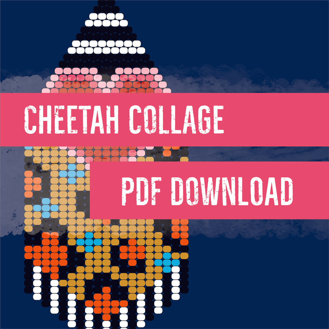 Cheetah Collage Brick Stitch Pattern - Digital PDF