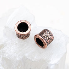 Load image into Gallery viewer, 6mm Antique Copper Ornate Cord End Caps - 2 pcs
