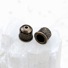 Load image into Gallery viewer, 6mm Brass Ox Ornate Cord End Caps - 2 pcs
