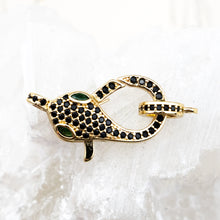 Load image into Gallery viewer, 23mm Gold with Jet Pave Snake Lobster Clasp
