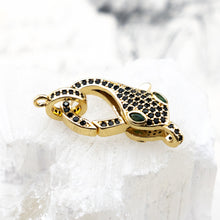 Load image into Gallery viewer, 23mm Gold with Jet Pave Snake Lobster Clasp

