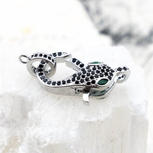 Load image into Gallery viewer, 23mm Silver with Jet Pave Snake Lobster Clasp
