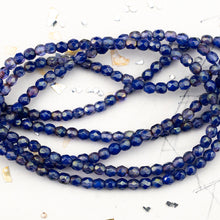 Load image into Gallery viewer, 3mm Indigo and Grape Luster Faceted Round Fire-Polished Bead Strand
