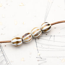 Load image into Gallery viewer, 10mm Sandy Linen Handmade Porcelain Melon Bead Set - 4 Pcs
