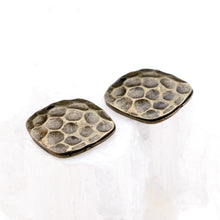 Load image into Gallery viewer, 19mm Antique Brass Hammered Square Charm Pair
