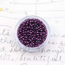 Load image into Gallery viewer, 11/0 Magenta Lined Grey Round Seed Beads
