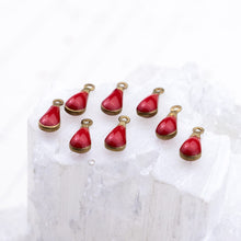 Load image into Gallery viewer, 11mm Enameled Red Brass Teardrop Charm Set - 8 Pcs
