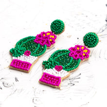 Load image into Gallery viewer, Pretty in Pink Cactus Beaded Earring Pair
