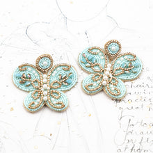 Load image into Gallery viewer, Blue Butterfly Beaded Earring Pair
