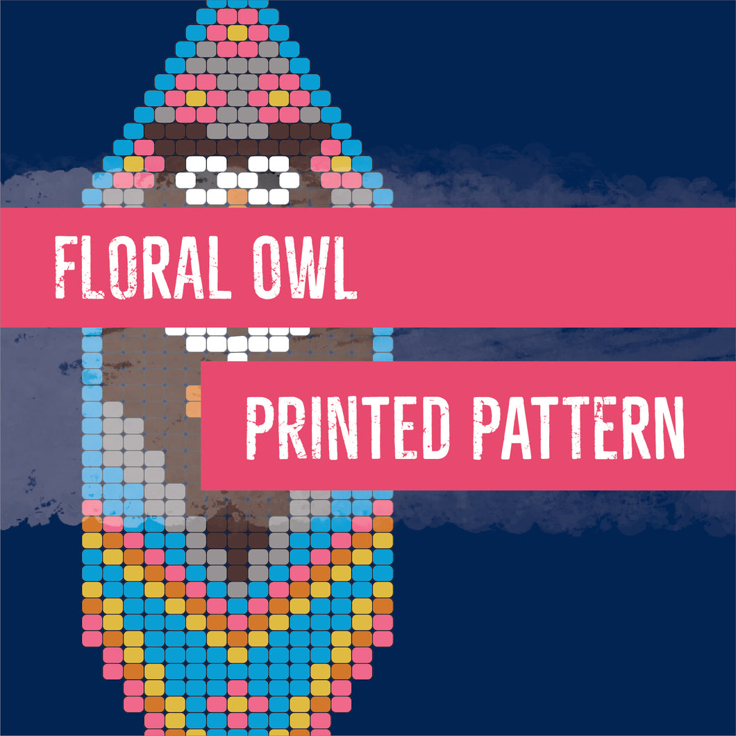 Floral Owl Brick Stitch Pattern - Printed Copy