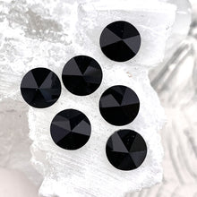 Load image into Gallery viewer, 7.5mm Jet 2-Hole Round Premium Crystal Spike Set - 6 Pcs
