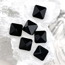 Load image into Gallery viewer, 7.5mm Jet 2-Hole Square Premium Crystal Spike Set - 6 Pcs
