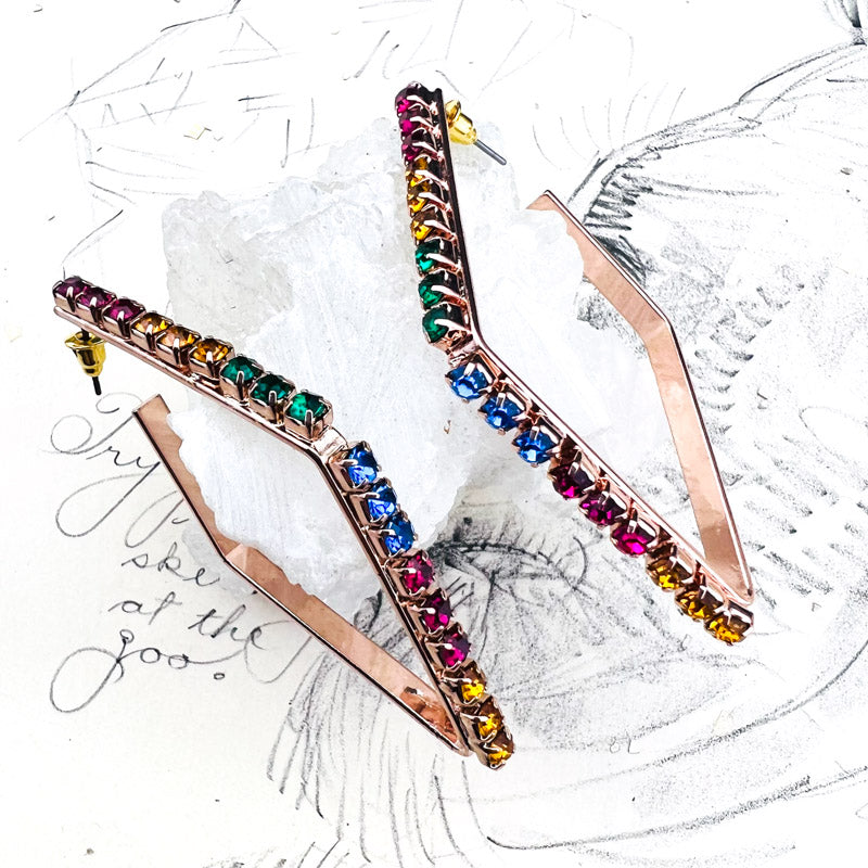 Rose gold rainbow earrings Clearance