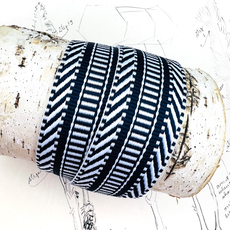 Navy and White Ribbon - 3 Feet