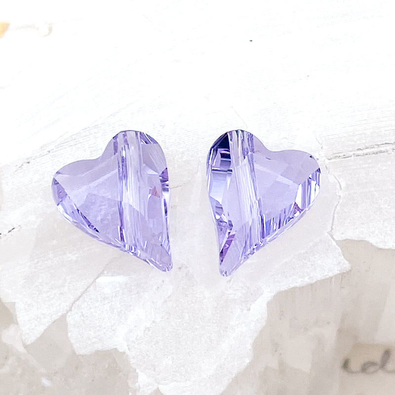 12mm Violet Wild Heart Premium Austrian Crystal Bead Pair