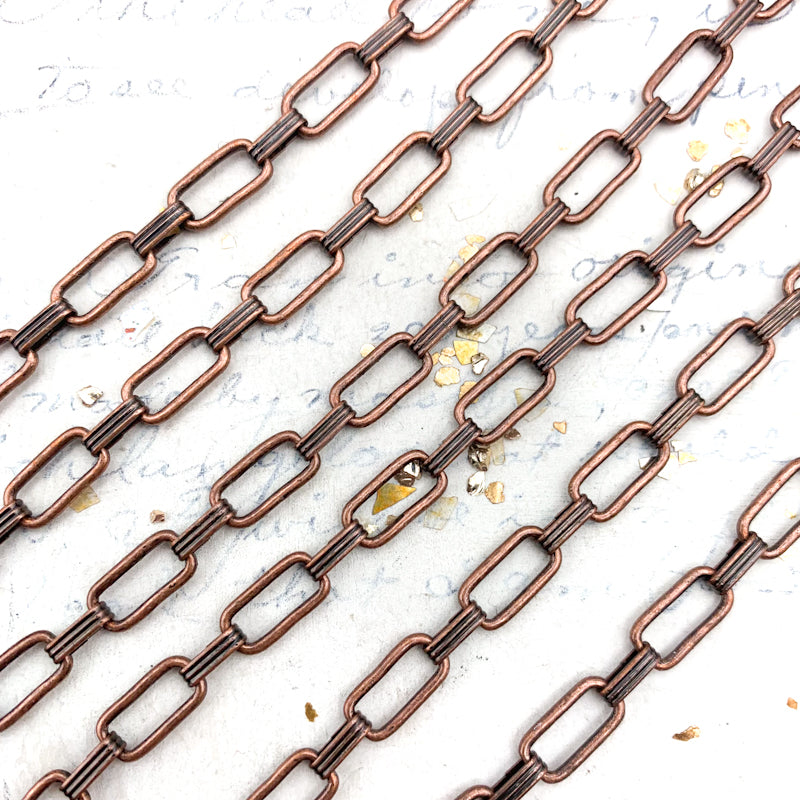Venetian Box Chain 3mm Antique Copper Plated (Priced per Foot)