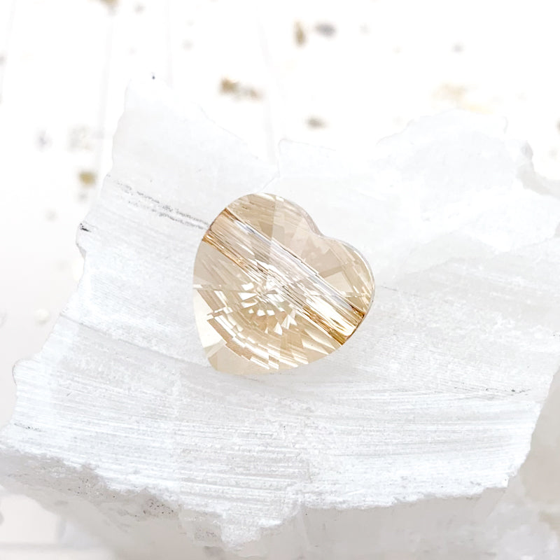 14mm Golden Shadow Premium Crystal Large Hole Heart Bead