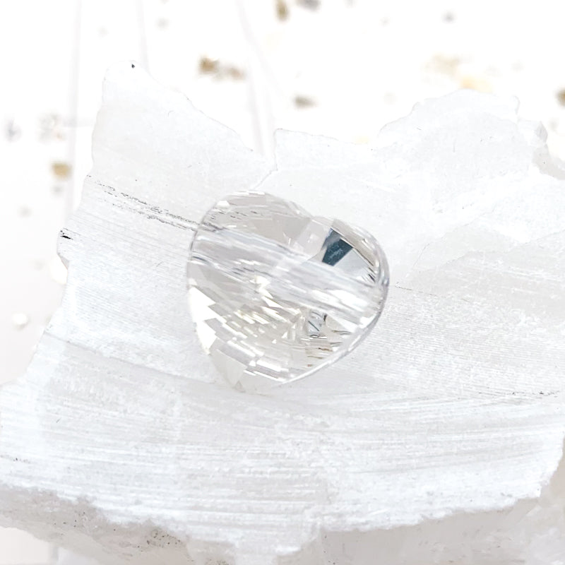 14mm Silver Shade Premium Crystal Large Hole Heart Bead