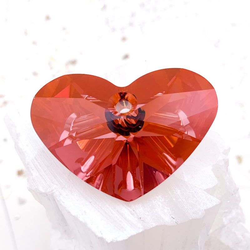 37mm Large Red Magma Crazy 4 U Heart Premium Crystal Pendant