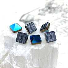 Load image into Gallery viewer, 7.5mm Metallic Blue 2-Hole Square Premium Crystal Spike Set - 6 Pcs
